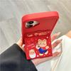 Festive Red Scarf Bear Magnetic Folding Stand for IPhone16promax for IPhone 14 Phone Case 13/12