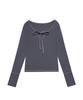 Mileko Stitch Ribbon T Charcoal