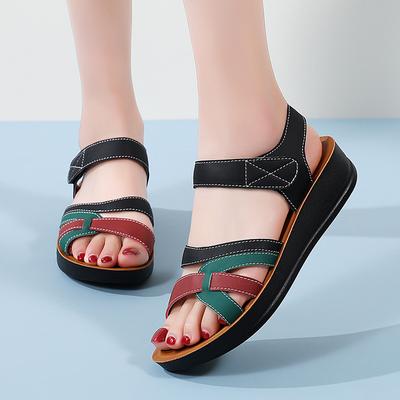 Women's Summer Dressy Low Wedge Heels Slides Comfort Slip On Casual Flat Sandals Walking Vacation Arch Support Open Toe Platform Beach Shoes for Women