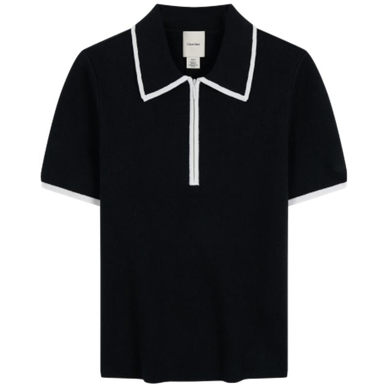 

Calvin Klein Топ женский трикотажный с коротким рукавом и отделкой поло-воротника на молнии 44D304G S