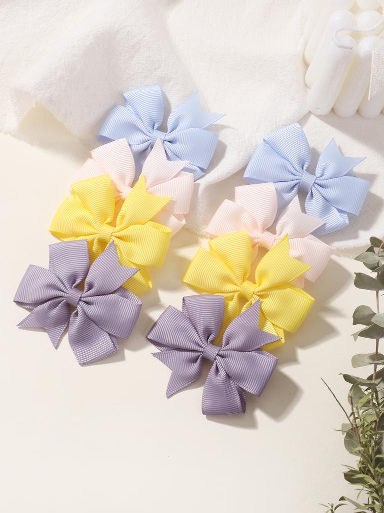 20Pcs/set 2.5inch Cheers Bow Hair Clip for Kids Girls Solid Color Grosgrain Ribbon Hairgripes Headwear Hair Accessories