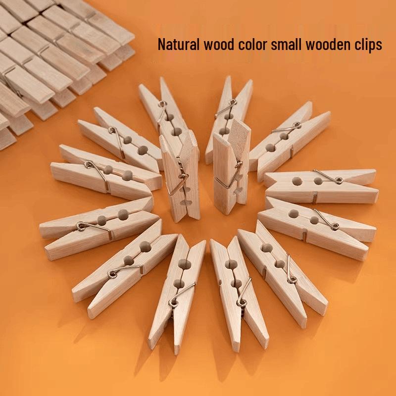 60-Piece Windproof Bamboo Clothespins for Drying and Fixing Clothing