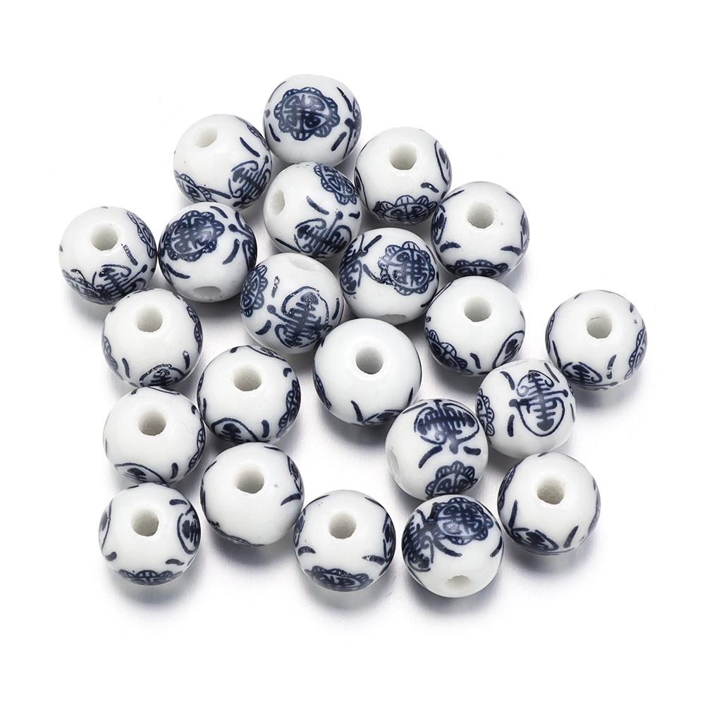 50pcs/lot Jingdezhen Ceramic Beads Colorful Flower Loose Beads Chinese Style Spacer Beads For Jewelry Making DIY Crafts Bracelet
