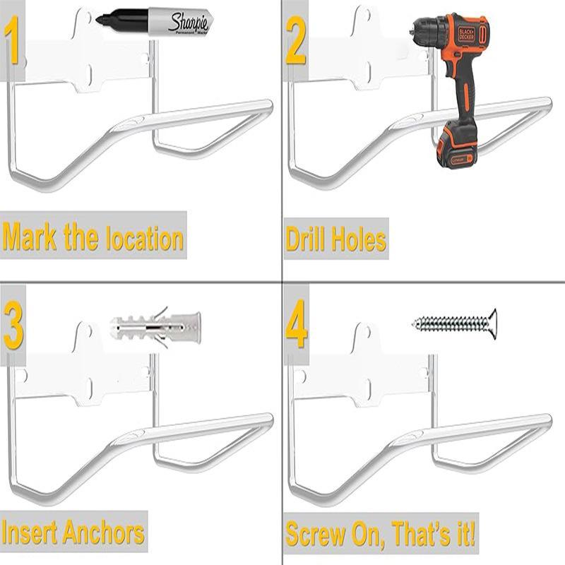 Wall Mount Ladder Rack Hanger Heavy Duty Multi-functional Garage Organizer for Stroller Ladder Sports Gear Max 70lbs