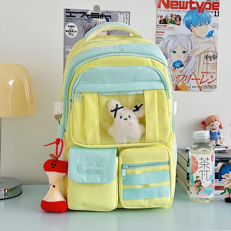 Campus schoolbag female junior high school student cute Japanese transparent pain bag backpack large capacity high school student backpack