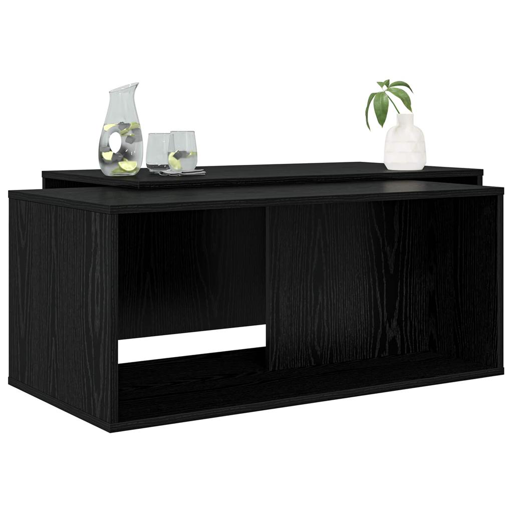 Coffee Table Set 2 Pcs Black Oak Effect Particleboard