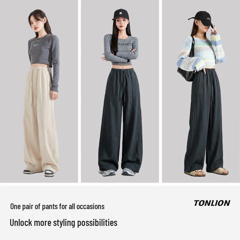 TonLion Women's Elastic Waist Casual Long Pants