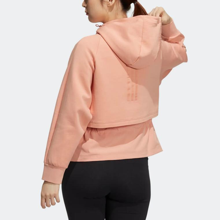 Adidas Sty W Dk Jacket Solid Color Simple Hooded Zipper Long Sleeve Jacket Women jackets Pink H07402