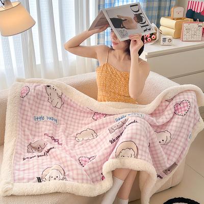Pink Plaid Thick Blanket Girls Childrens Room Cute Cartoon Animal Bed Blanket Adults Home Travel Autumn and Winter Warm Blankets