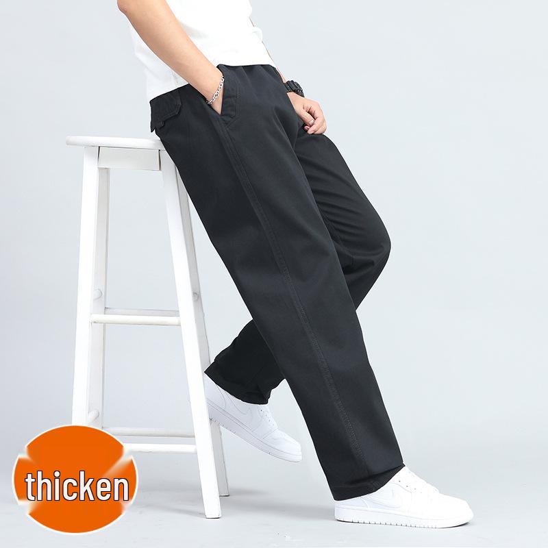 Men's Loose Fit Cotton Casual Pants with Multiple Pockets - Plus Size, Straight Leg, Ideal for Spring/Summer.