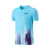 Li Ning Badminton Series Quick-Dry Breathable Cool Sports Fashion Logo Badminton Suit Unisex Sportswear Light-Blue AATW017-3