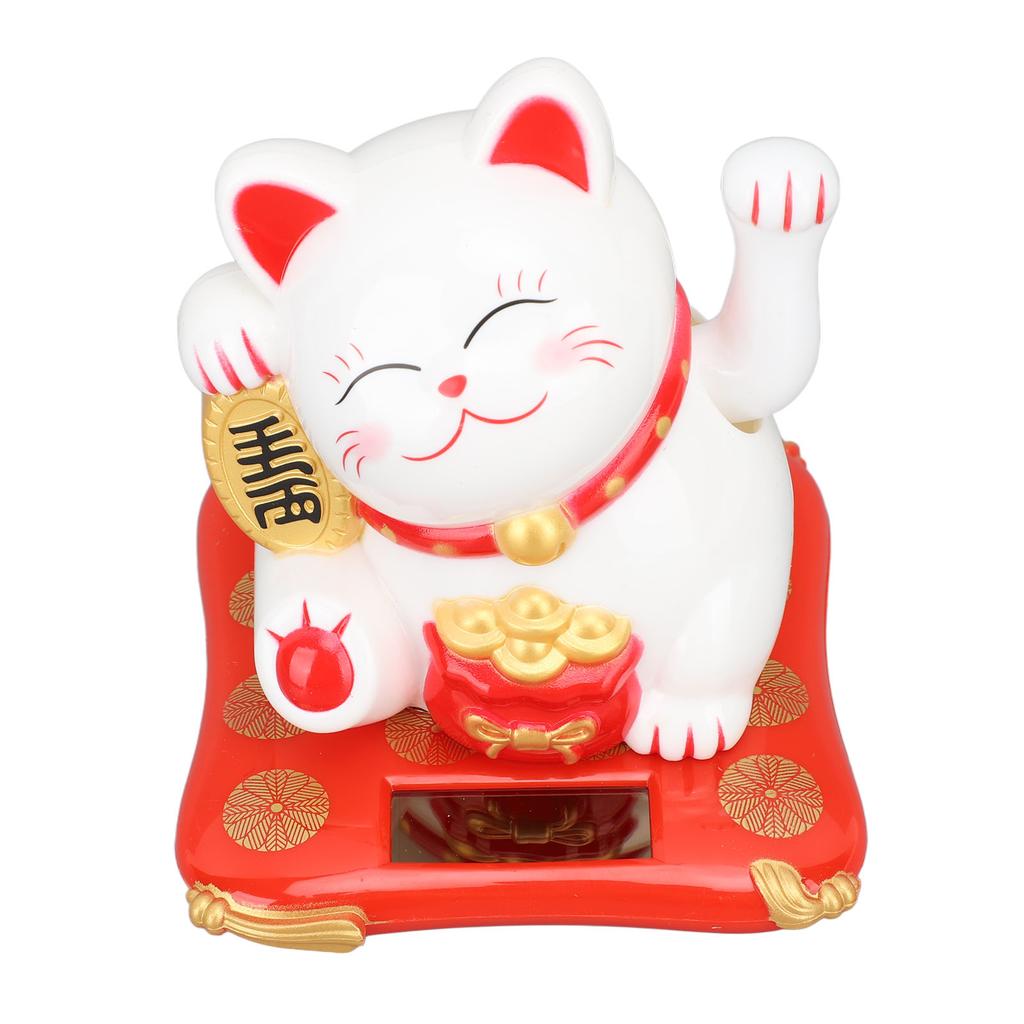 3.5in Lucky Fortune Cat Solar Powered Waving Lucky Cat Display Decoration for Desktop Home Entrance