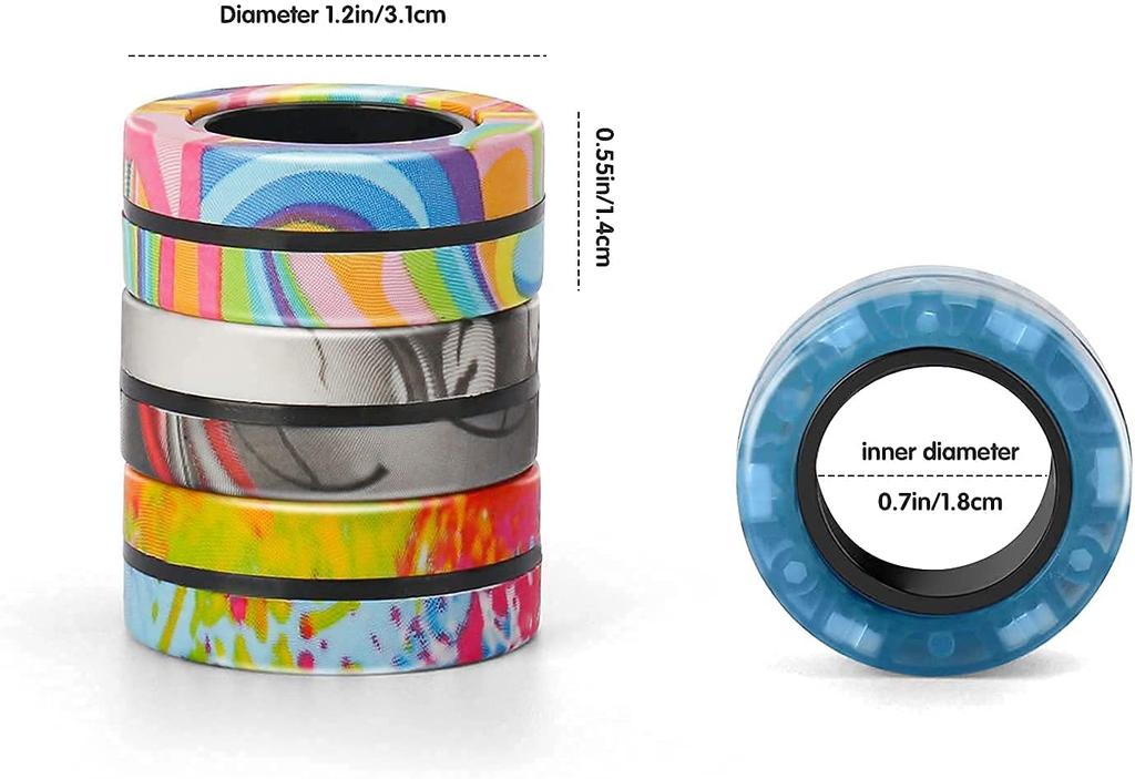 3pcs Finger Magnetic Rings Vibrant Fidget Plaything Set Adult Magnets Spinner for Relieve Stress Anxiety Relief Therapy