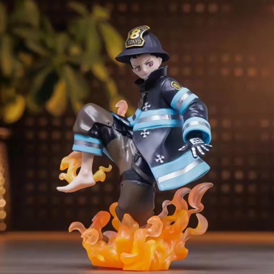 Anime Shinra Kusakabe Figur Szene Fire Force Spezialeffekt Blut Desktop-Puppe Actionfigur Sammlung Geschenke