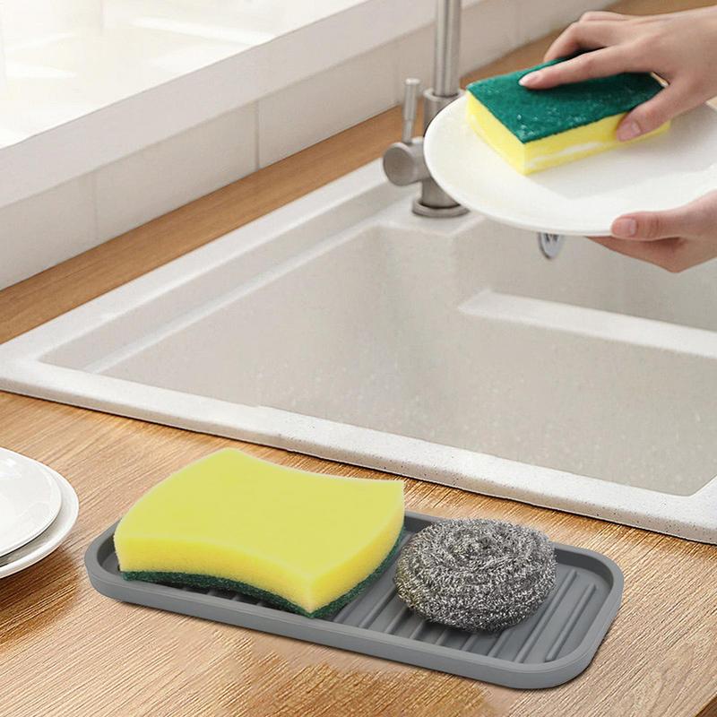 Kitchen Sink Splash Guard Reusable Quick Drying Silicone Kitchen Sink Tray Bathroom Supplies Dish Drying Pad For Chinese New