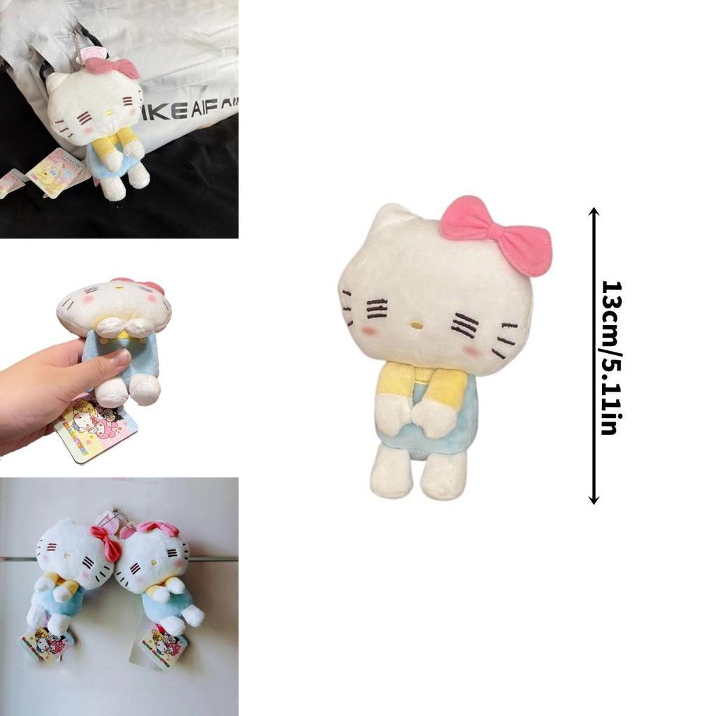 Cute Hello Kitty Plush Toy With Black Fur Keychain Bag And Backpack Accessory