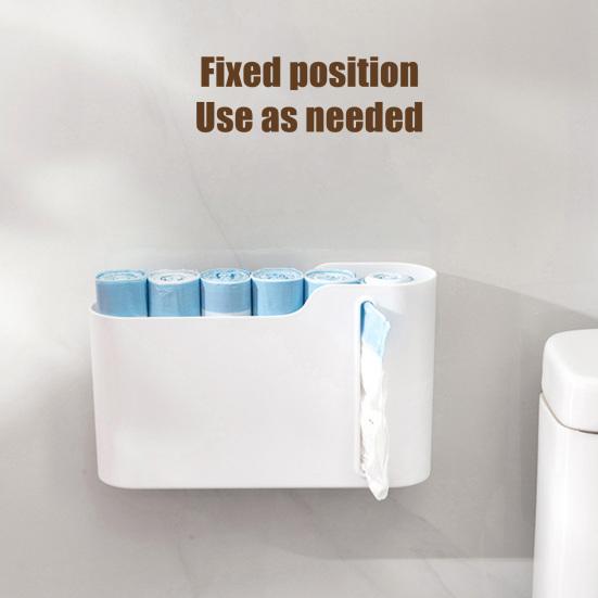 Garbage Bag Storage Box Wall Hanging Nail-Free Installation Large Capacity Dust-Proof Closed Box Side Access Design Kitchen Bathroom Storage Organizer