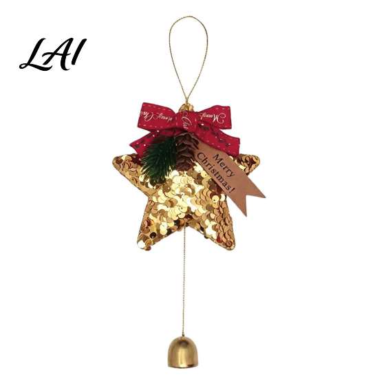 Star Decor with Bows Glitter Bell Ornaments Sequin Hanging Decoration Bow Pine Christmas Atmosphere Cone Sparkly Tree Pendant for Holiday Party Home