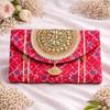 Women Ethnic Embroidered Clutch Bag with Golden Handwork & Tassel | Traditional Wedding Party & Festive Shagun Purse