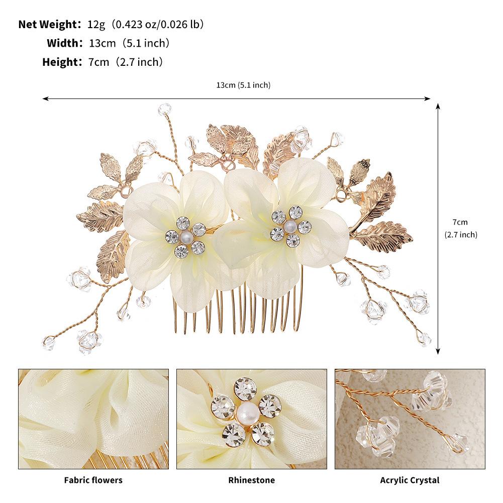 

Свадебные украшения, красивая прическа, гребень ручной работы, головной убор для выпускного бала, гребень для волос с тканевыми цветами и кристаллами