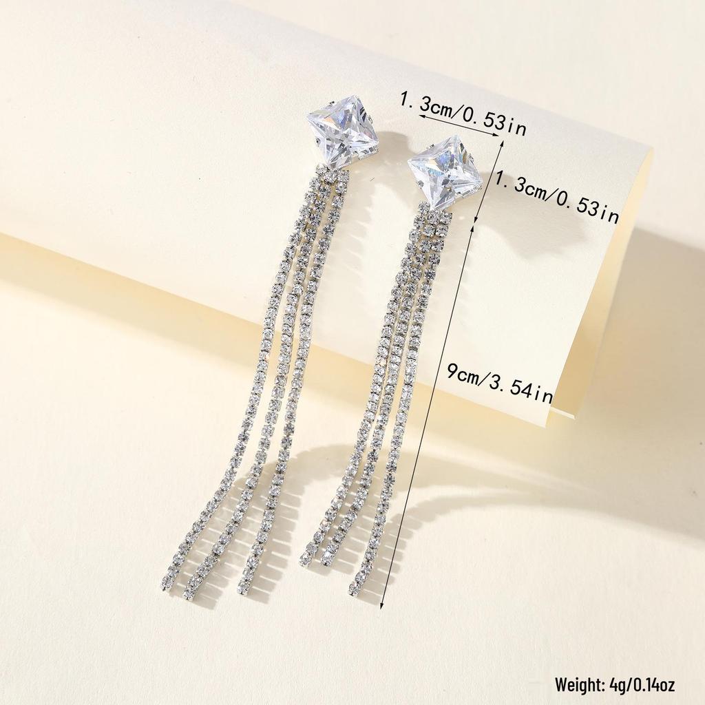 Elegant Zircon Necklace & Rhinestone Stud Earrings Set
