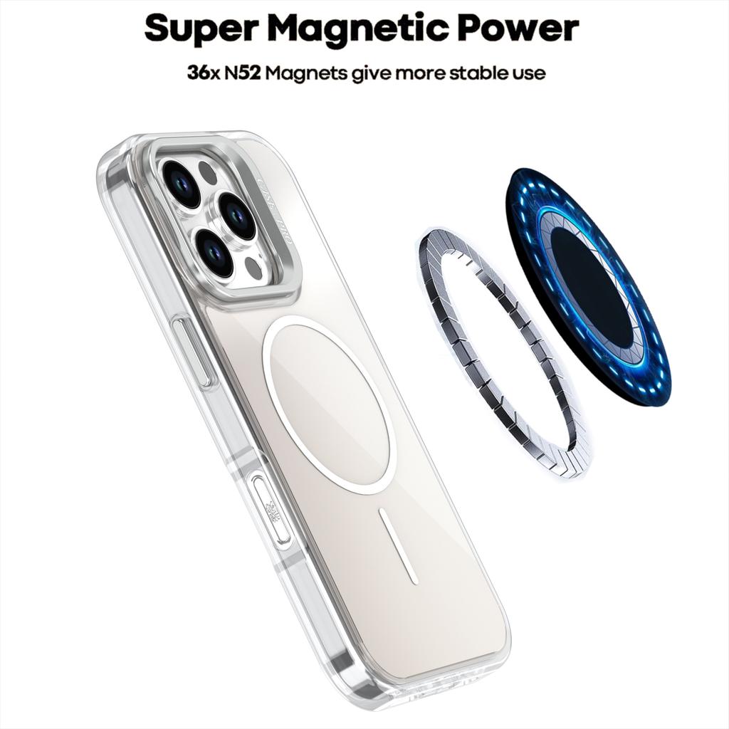 Für iPhone 16 Pro Hülle Kompatibel mit MagSafe TPU+Acryl Farbverlauf Handyhülle mit Ständer