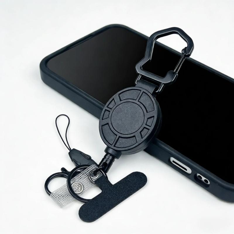 Retractable Keychain Carabiner Badges Holder Telescoping Phone Strap Safety Tether for Hiking Outdoor Activity