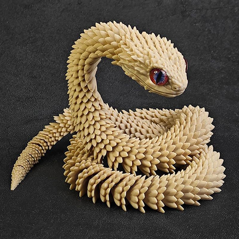 1Pcs 3D Printed Action Figure Snake Articulated Bush Viper Toy-Dragon Snake Integrated Joint Mobility Statue Ornament Home Decor