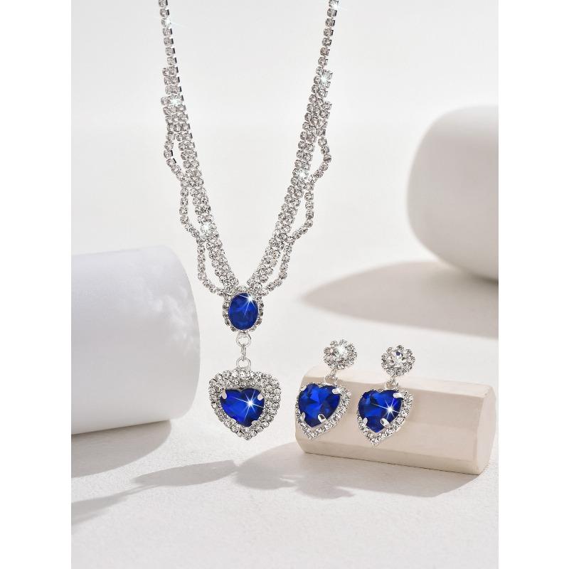 Fashionable and chic european & american niche wedding necklace set - european & american zircon wedding accessories