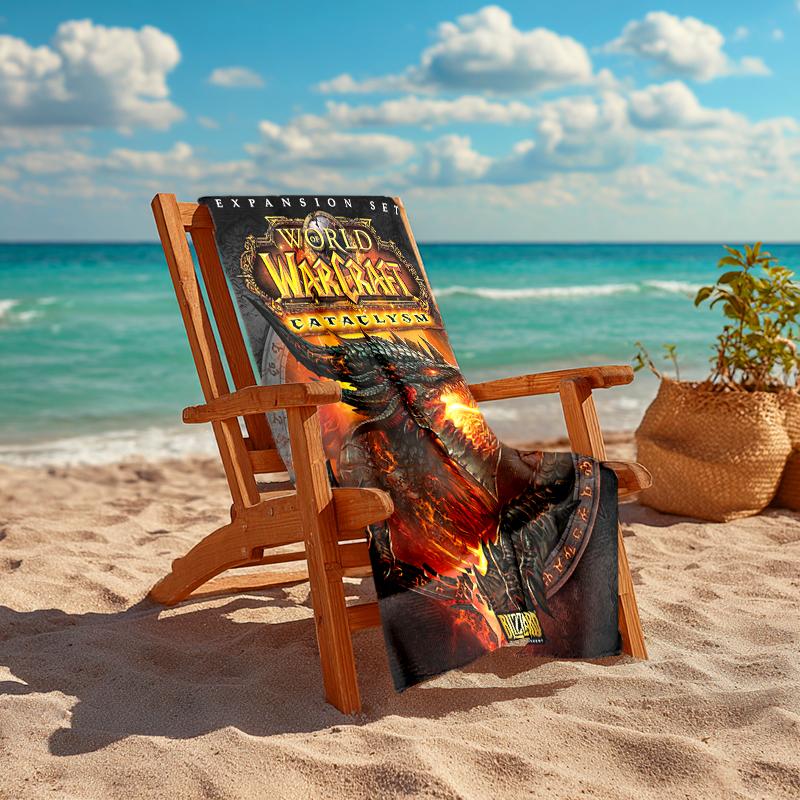 1Pc World Warcraft Cataclysm Expansion Beach Towel, Quick Dry, Multi-Use for Beach Pool Gym Yoga Home Travel, Christmas, Halloween, Xmas Gift