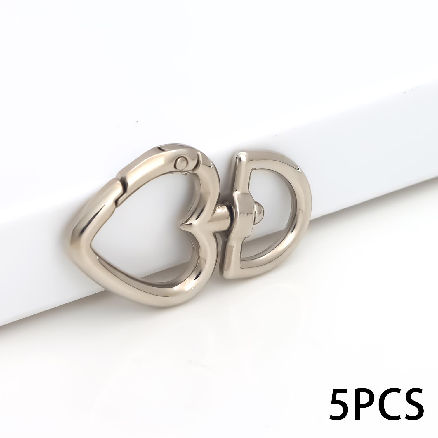 

5 шт. Металлические пружинные застежки в форме персикового сердца, соединители для брелока, застежка-карабин, для изготовления кошелька своими руками серебряный