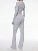 Autumn Women Deep V Neck Flared Pants Sport Casual Set For Women