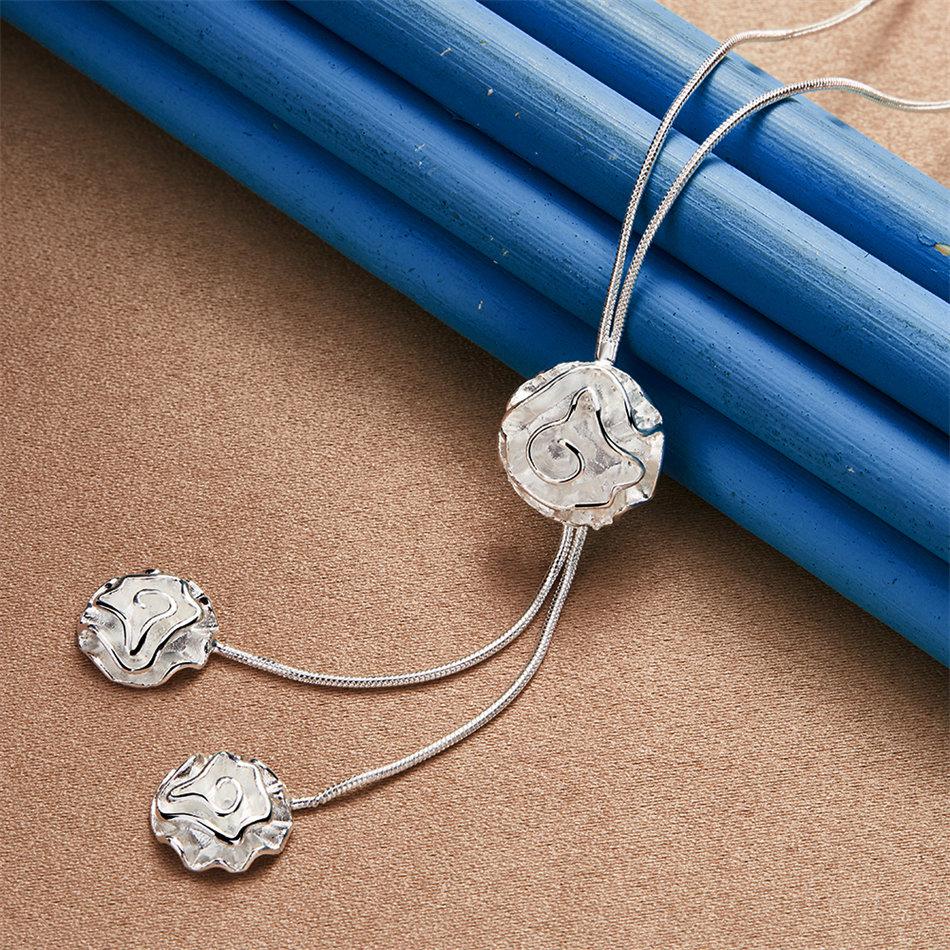 925 Sterling Silver Exquisite Rose Flower Necklace Women Fashion Party Favor Wedding Accessories