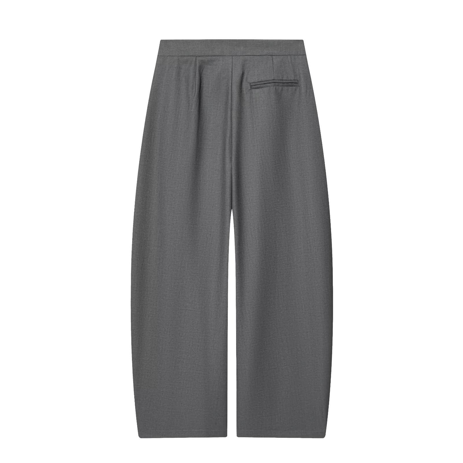 

High-Waist Balloon-Cut Solid Color Women s Casual Pants S сірий колір
