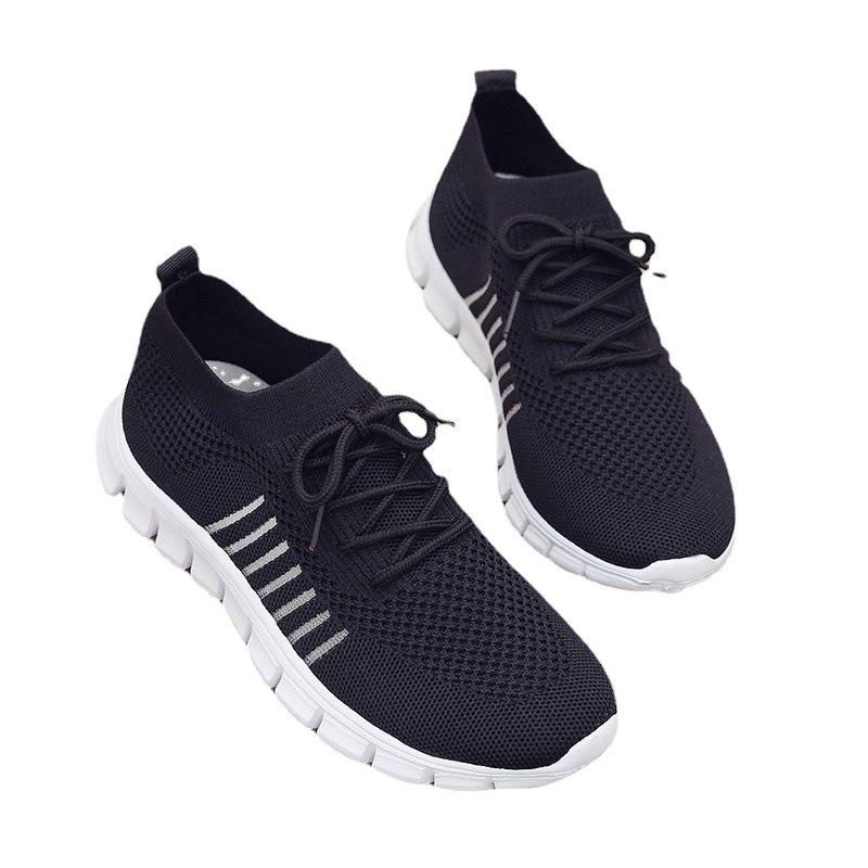 Spring and Summer Fly-woven Mesh Single Shoes Women's Shoes Breathable Sports Shoes Deep Mouth Lace-up Muffin Sole Casual Shoes Devotion