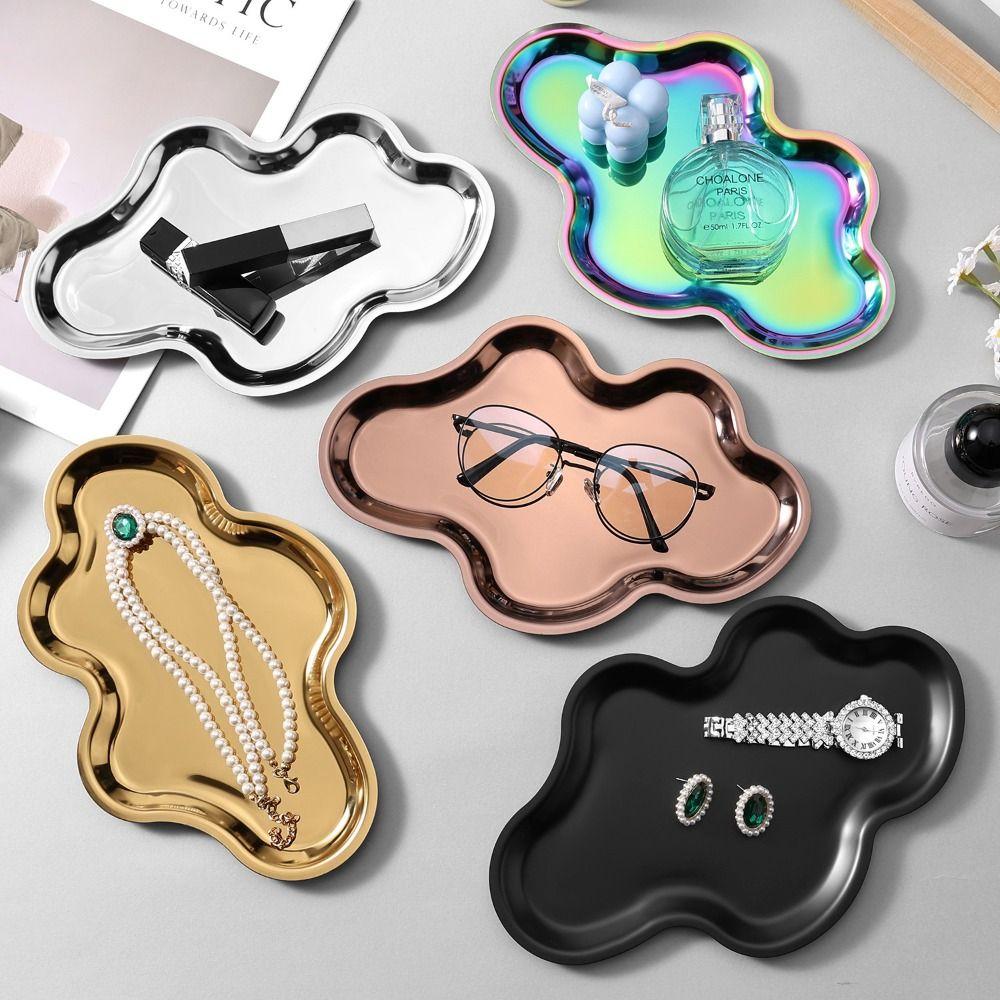 Modern Design Cloud Shaped Storage Tray Stainless Steel Jewelry Organizer  Bathroom Counter