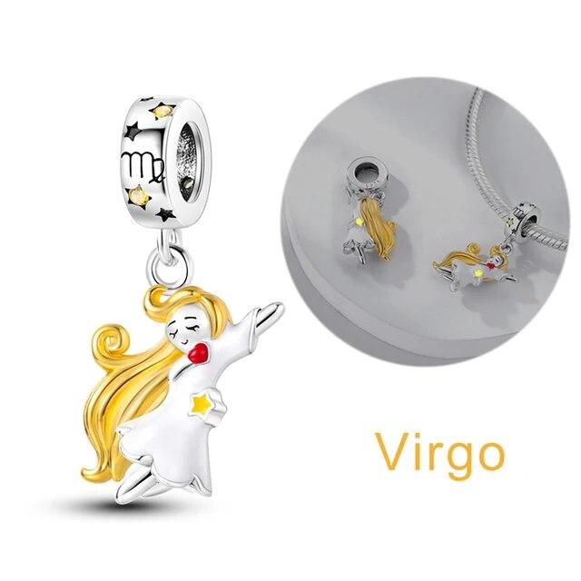 12 Zodiac Signs Constellation Charms Pendant Fit OriginalNew Bracelet Women 925 Silver Fine Jewelry Birthday Gifts