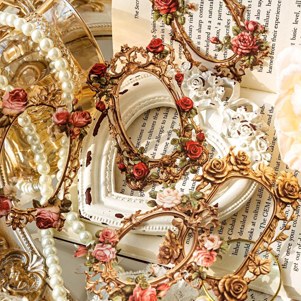 10pcs/pack Decor Scrapbook Vintage Sticker Materials Paper Retros Flower Framework DIY Junk Journal Collage Photo Album Retro Stickers