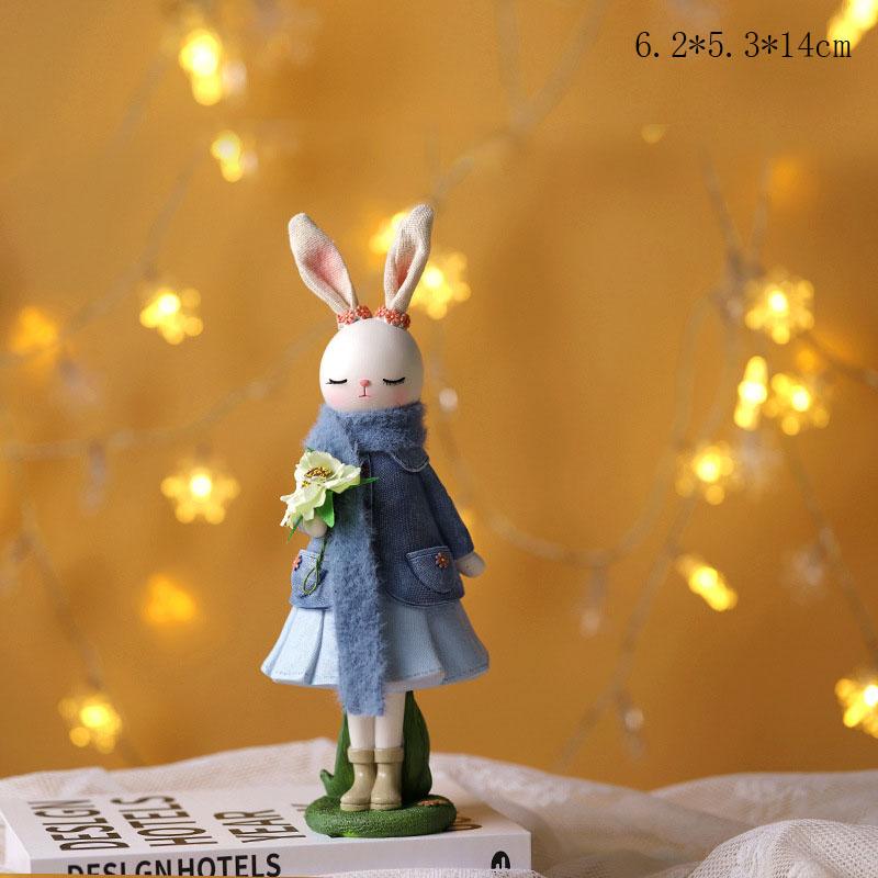 Easter Cartoon Cute Rabbit Home Table Resin Ornaments Forest Style Kids Happy 1st 2nd Birthday Party Decorations Gift for Girls