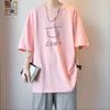Unisex Minimal Line Smiley Face Letter Print Tshirt Short Sleeve Crew Neck Casual Loose Basic Streetwear Tops For Unisex Unisex