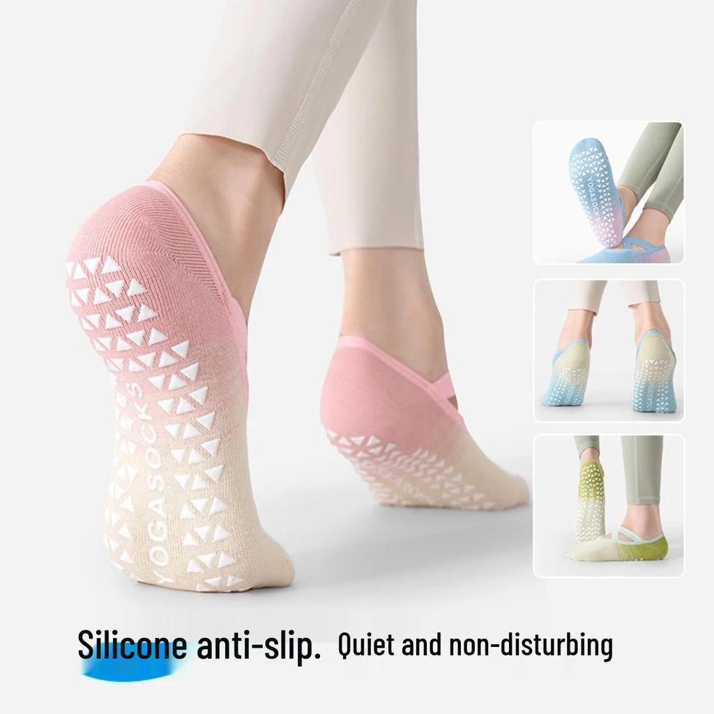 Gradient Silicone Non-slip Mid-calf Women's Yoga Socks - Versatile and Colorful for Sports and Pilates
