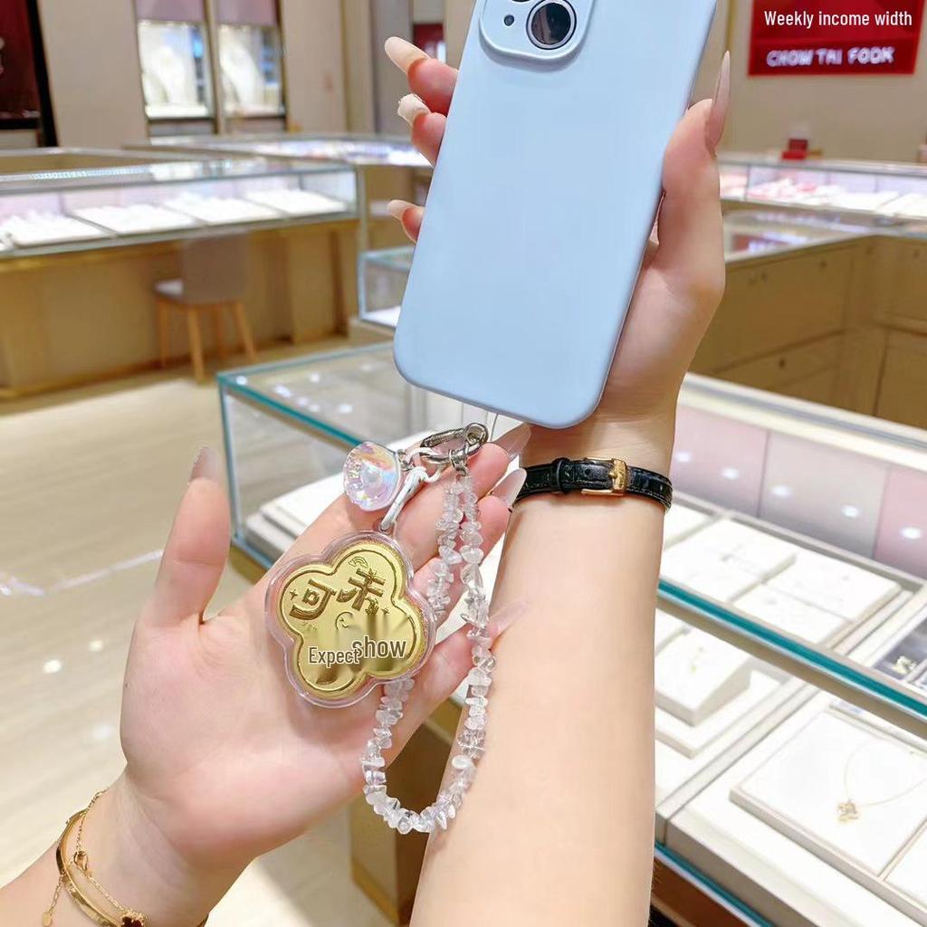 999 Pure Gold Lucky Crystal Keychain Pendant for Bags, Phones, Cars, and Gifts