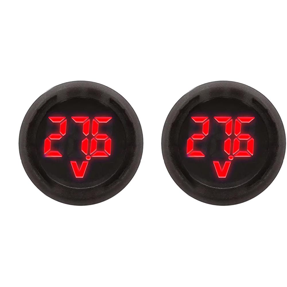1/2PCS Round LED Digital Display Circular Two-wire Voltmeter DC 4-100V Car Voltage Gauge Display Reverse Connection Protection