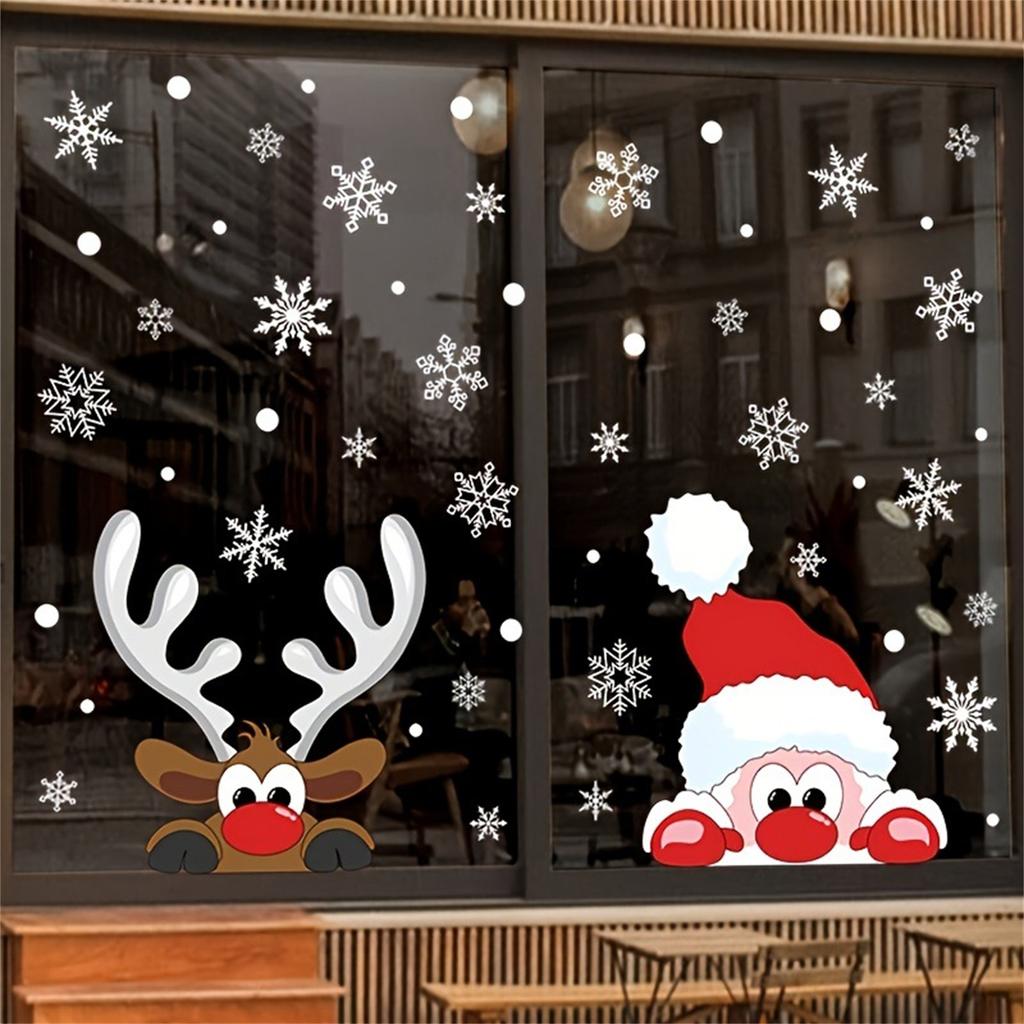 Christmas Decoration Window Stickers 2pcs, Glass Decoration Stickers, Christmas Wall Glass Stickers For Holiday Parties