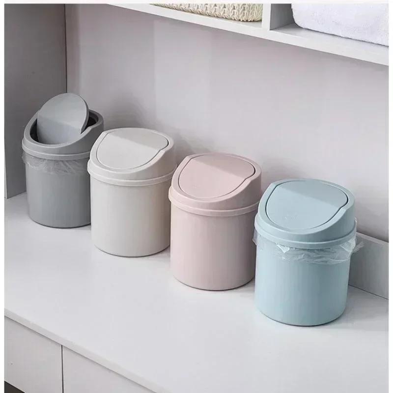 NEW 1Pcs Mini Desktop Bin Trash Can Garbage Can Clean Workspace Trash Can Tube with Cover Bedroom Box Home Desk