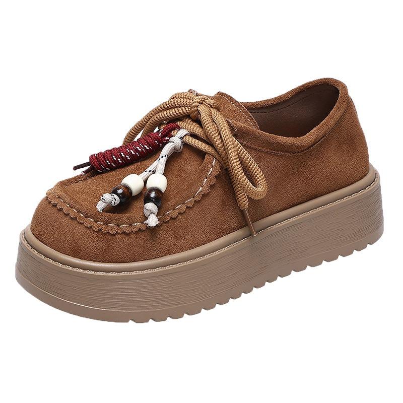 Retro platform heightening loafer single shoes women's early autumn new fashion versatile small all-inclusive