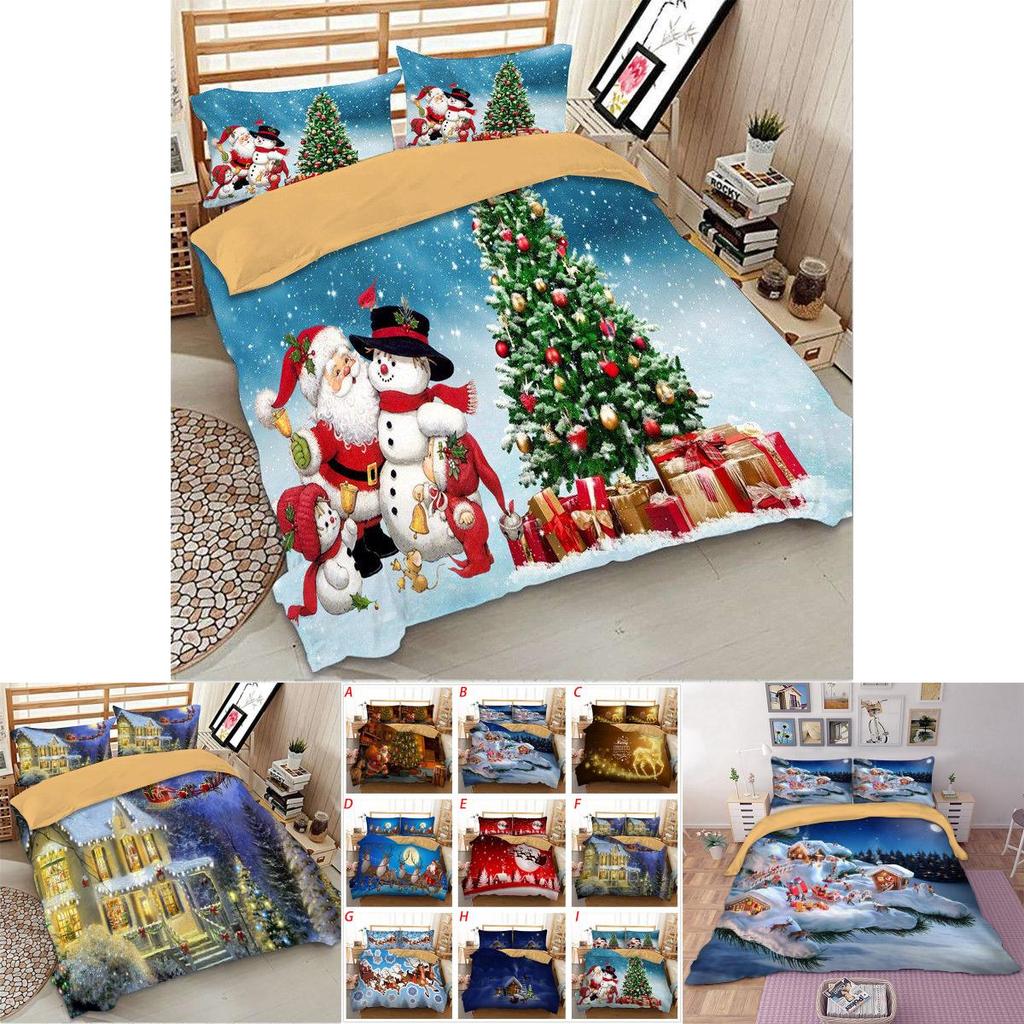 Luxurious Father Christmas Duvet Cover Pillow Cases Santa Claus Quilt Cover Bedding Set