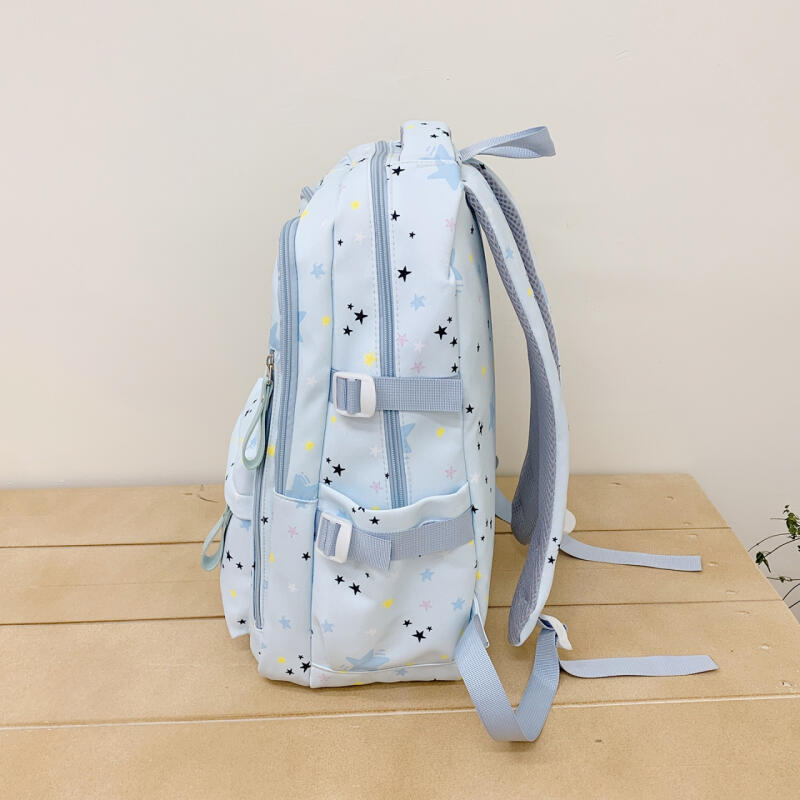 Cute Star-Print Nylon Backpack – Stylish & Lightweight School Bag for Girls, Teens, and Women