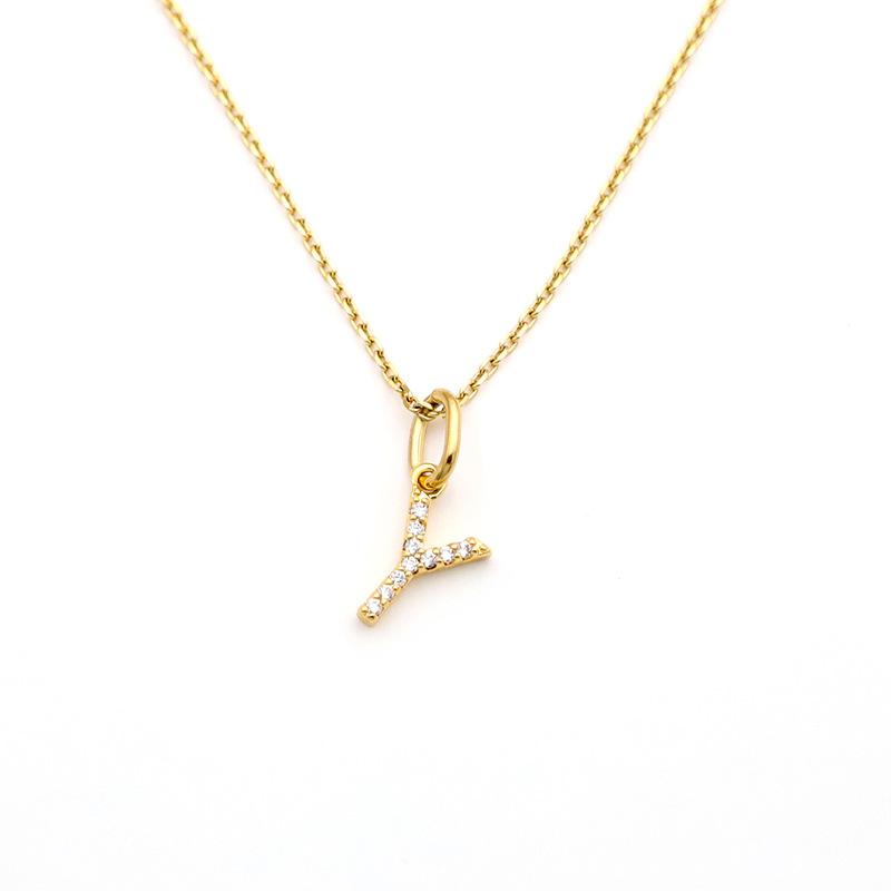 Jewelry Stainless Steel Full Diamond 26 English Letters Pendant Necklace Female Niche High-End Sense Collarbone Chain Does Not Fade