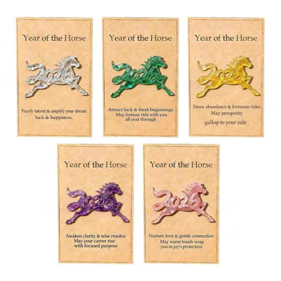 

2026 Horse Success Pocket Hug Card New Year Greeting with Encouraging Message Small Foldable Card for Gift Wallet Inspirational Festive Gift for 1 Set різнокольоровий